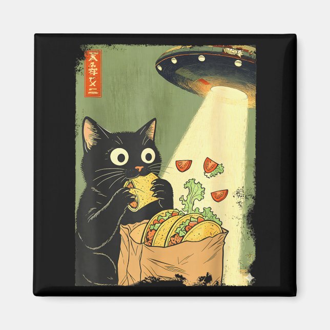 Cat Tacos Japanese UFO Anime Trendy Magnet (Front)