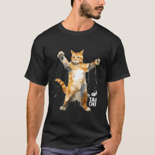 Cat Tai Chi Pose Mial Ying Yang Balance T-Shirt