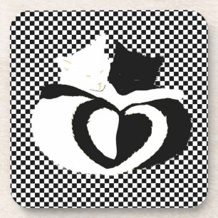 CAT tails - love black white Coaster
