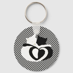 CAT tails - love black white Key Ring