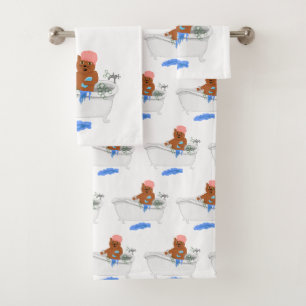 Cat Takes a Bath Towel Set