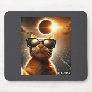 Cat Taking A Selfie With Solar 2024 Eclipse Wearin Mouse Pad