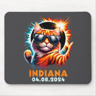 Cat Taking A Selfie With Total Solar Eclipse 2024 Mouse Pad