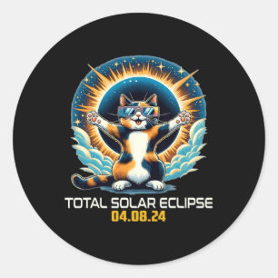 Cat Taking Selfie Solar Eclipse Solar Eclipse 2024 Classic Round Sticker