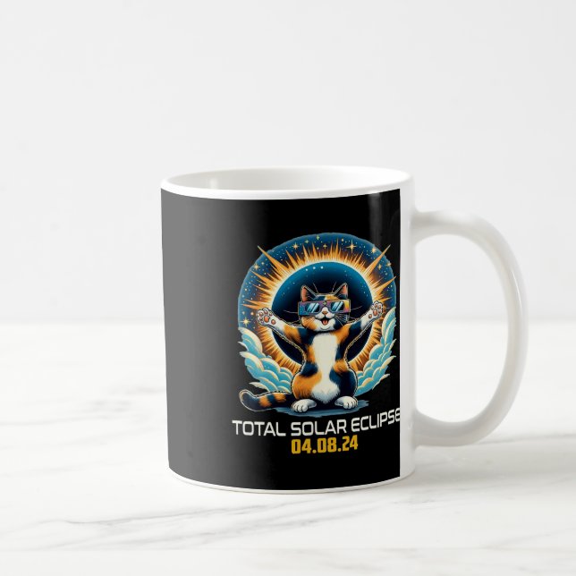 Cat Taking Selfie Solar Eclipse Solar Eclipse 2024 Coffee Mug (Right)
