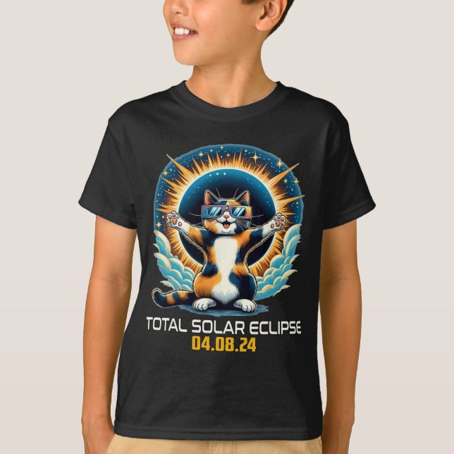 Cat Taking Selfie Solar Eclipse Solar Eclipse 2024 T-Shirt (Front)