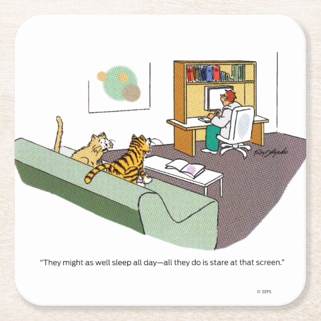 Cat Talk Square Paper Coaster (Front)