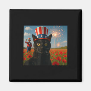 Cat Talking A Selfie Firework 4th Of July Patrioti Magnet