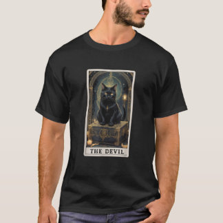 Cat Tarot Card The Devil Childless Cat Lady Hallow T-Shirt
