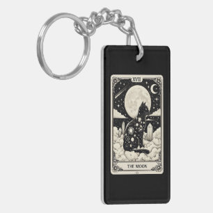 Cat Tarot Card The Moon Graphic Key Ring