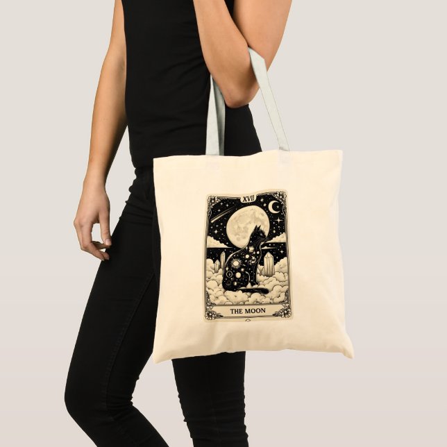 Cat Tarot Card The Moon Graphic Tote Bag (Front (Product))