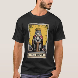 Cat Tarot Card The Tower Cat Scratching Post Tree T-Shirt