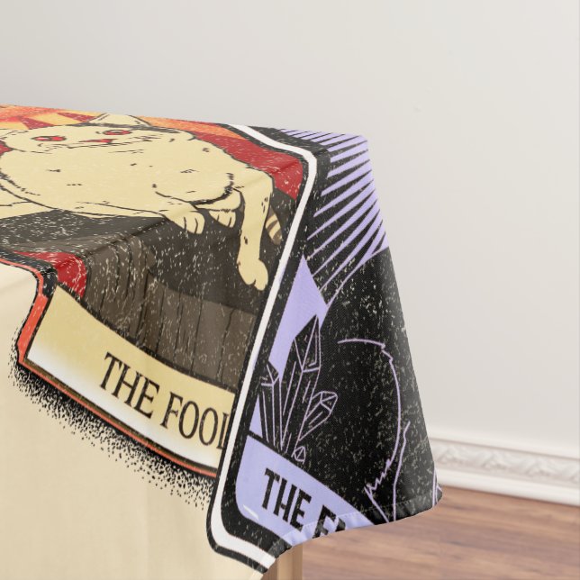 Cat Tarot Cards--Halloween Empress. Hermit, Fool Tablecloth (In Situ)