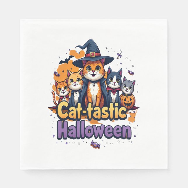 Cat-tastic Halloween Napkin (Front)