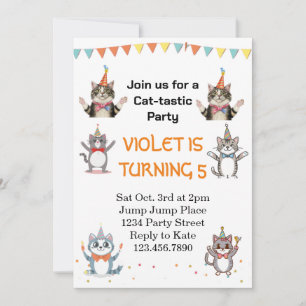 Cat-Tastic Kitty Cat Birthday Party With Gold Foil Invitation