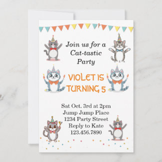 Cat-Tastic Kitty Cat Birthday Party With Gold Foil Invitation