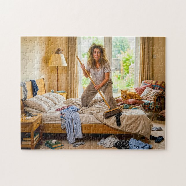 Cat Teaches Mouse Hunting Chaos Jigsaw Puzzle (Horizontal)