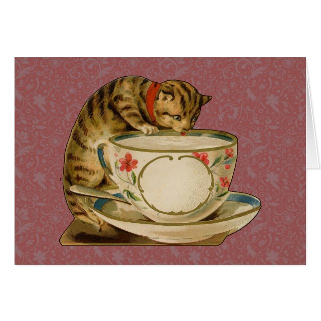 Cat Teacup Cute Vintage Victorian (Front Horizontal)