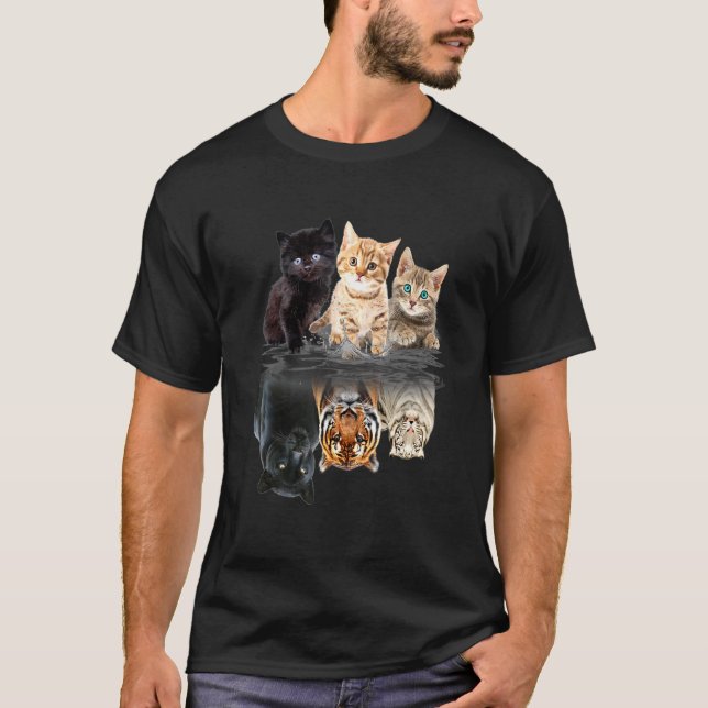 Cat Team Mirror Kitten Cute Black Cat T-Shirt (Front)
