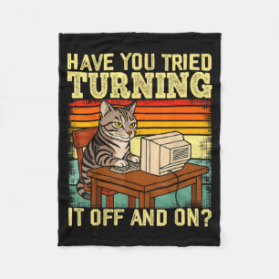 Cat Tech Engineer Suprt Humor Tech Computer It Guy Fleece Blanket