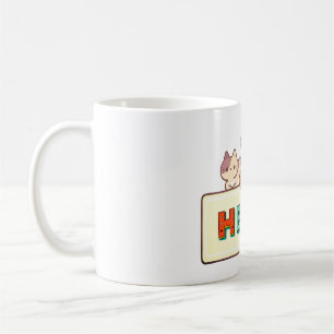 cat, text box, doodle coffee mug
