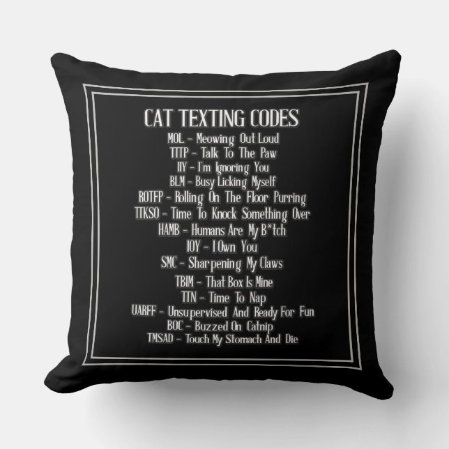 Cat Texting Codes Humour Cushion (Front)