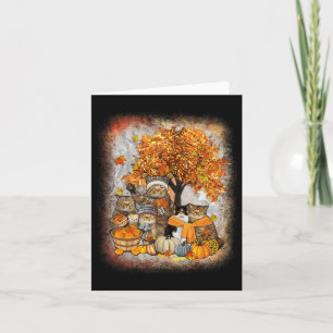 Cat Thanksgiving Pumpkin Autumn Halloween Cats Fal Card