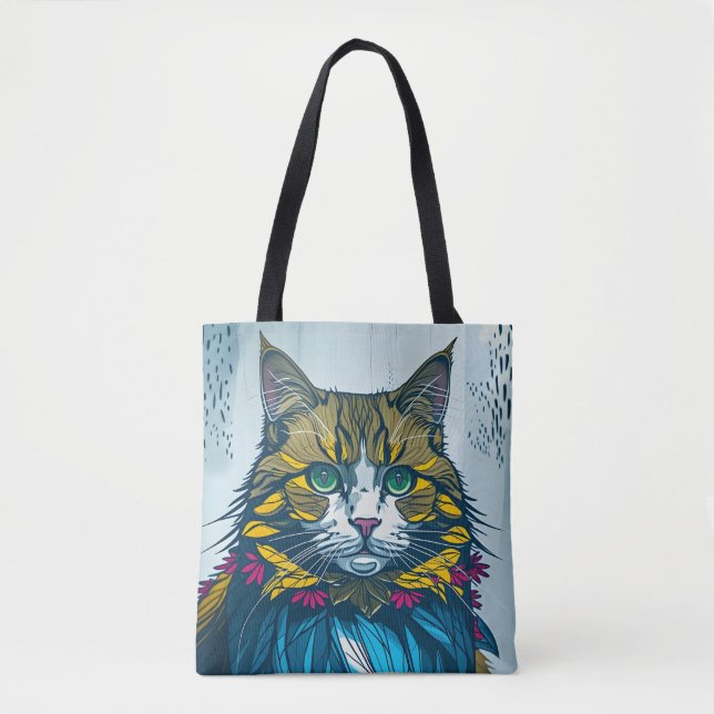 Cat That Ate The Canary Feathers | Wearable Art Tote Bag (Front)