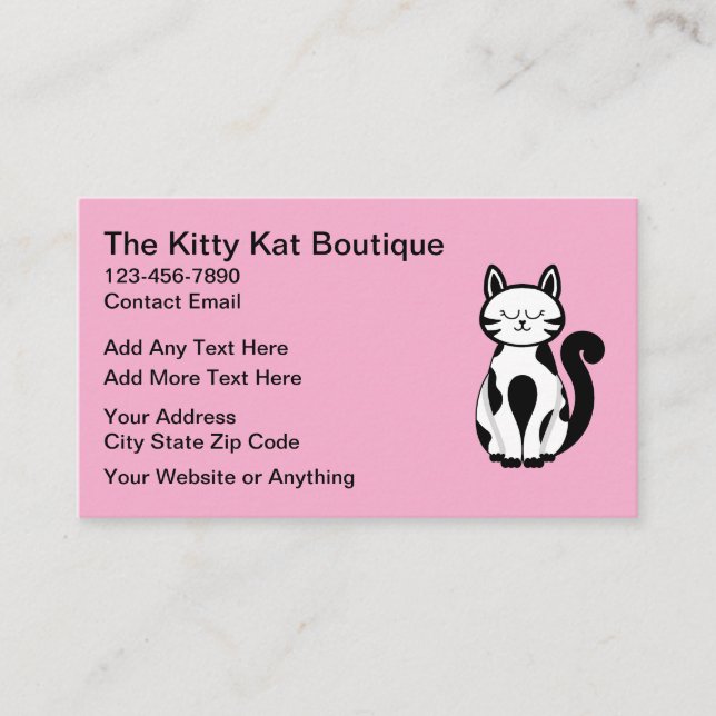 Cat Theme Cute Trendy Business Cards (Front)