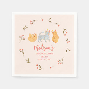 Cat Theme Pink Birthday Party Napkin