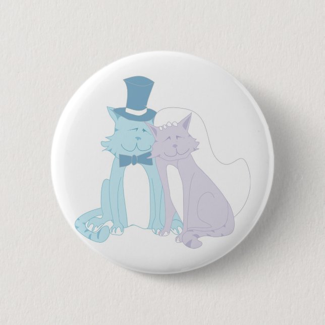 Cat Theme Wedding 6 Cm Round Badge (Front)