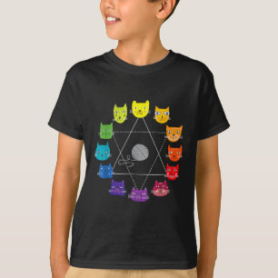 Cat Themed Artist Colour Wheel Educational Art Tea T-Shirt