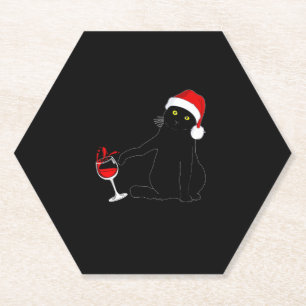 Cat Themed Christmas Sweater For Men Women Wine Lo Paper Coaster
