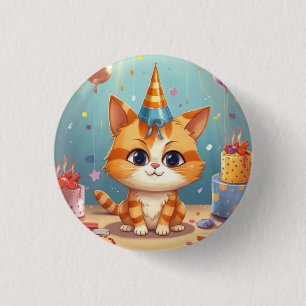 Cat themed design ginger cat cute 3 cm round badge