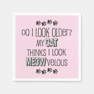 Cat themed Pink Funny Birthday Paper Napkins