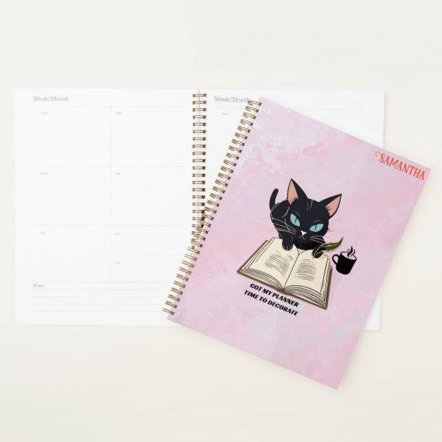 Cat-Themed Planner, Black Cat Mum Custom [year] Planner (Display)