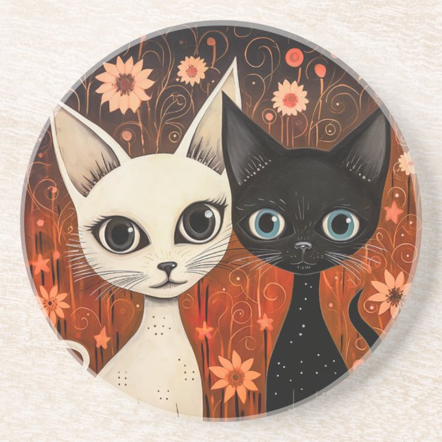 Cat-Themed Sandstone Coaster (Front)