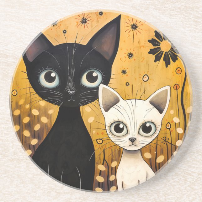 Cat-Themed Sandstone Coaster (Front)