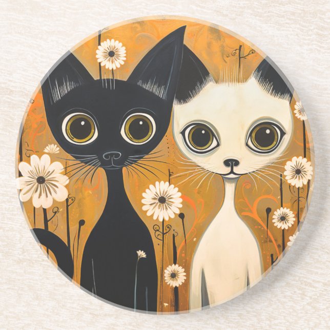 Cat-Themed Sandstone Coaster (Front)