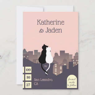 Cat themed wedding Flat Save The Date Card