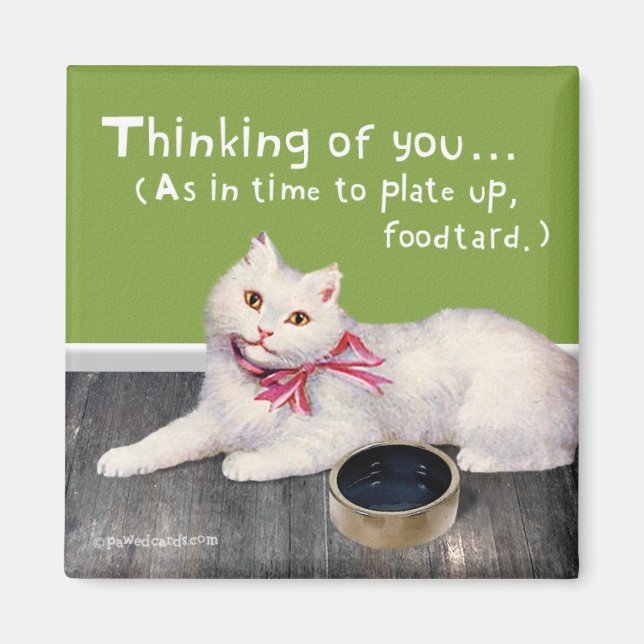Cat "Thinking Of You - Time To Plate Up" Magnet (Front)