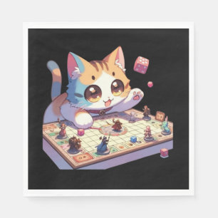 Cat Throwing Dice Tabletop Game Napkin