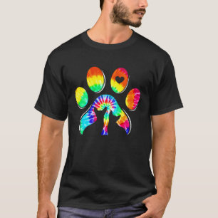 Cat Tie Dye Heart Paw Print Kitty Kitten T-Shirt
