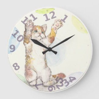 Cat Time Large Clock