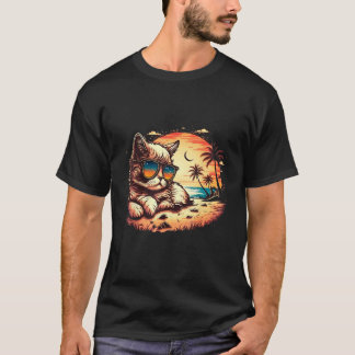 Cat-titude in Paradise Funny Cat on the Beach T-Shirt
