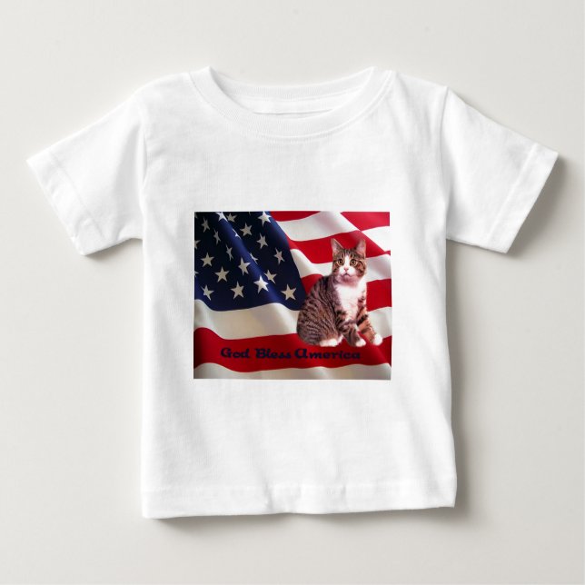 Cat Todler T-Shirt God Bless America (Front)