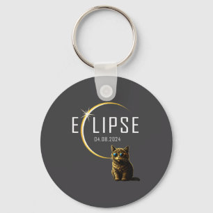 Cat Total Solar Eclipse 2024 Totality Funny Cat Gl Key Ring