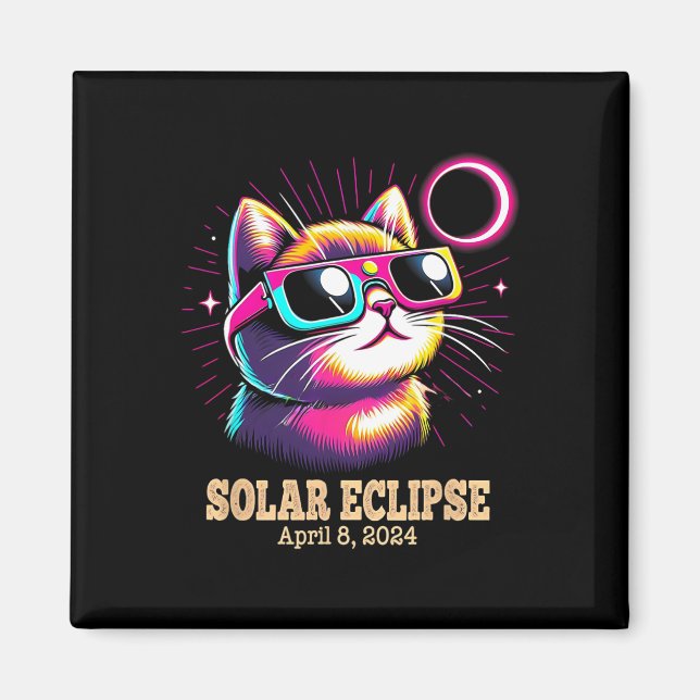 Cat Total Solar Eclipse April 8  Magnet (Front)