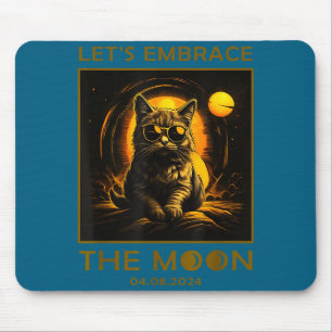 Cat Total Solar Eclipse Embrace Illustration Mouse Pad