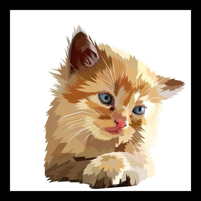Cat Tote Bag (Digital artwork of a kitten with light orange fur and piercing blue eyes.)